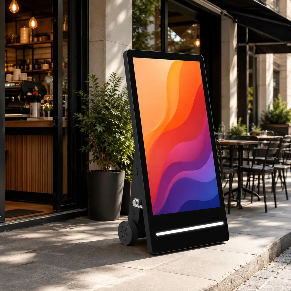 Commercial self-service kiosk display in a retail environment
